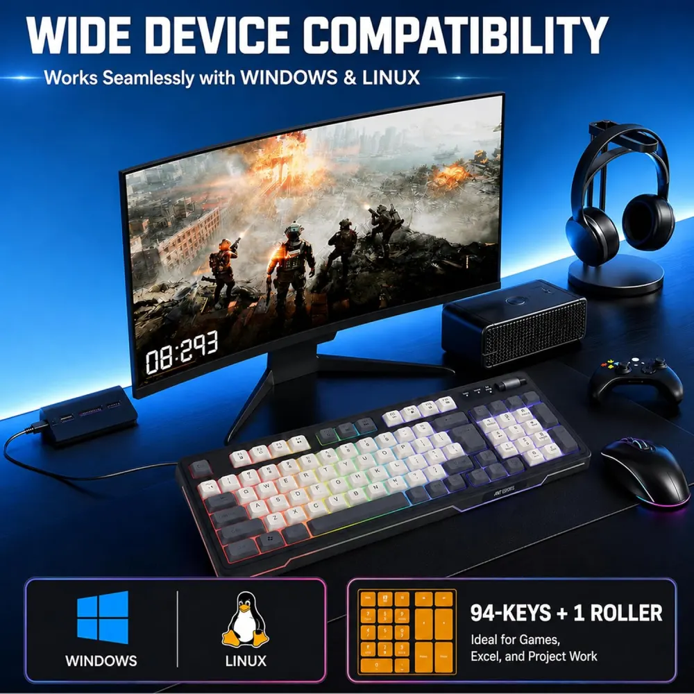Ant Esports USB Gaming Keyboard Mouse Combo RGB MK740 Rainbow Led view 4